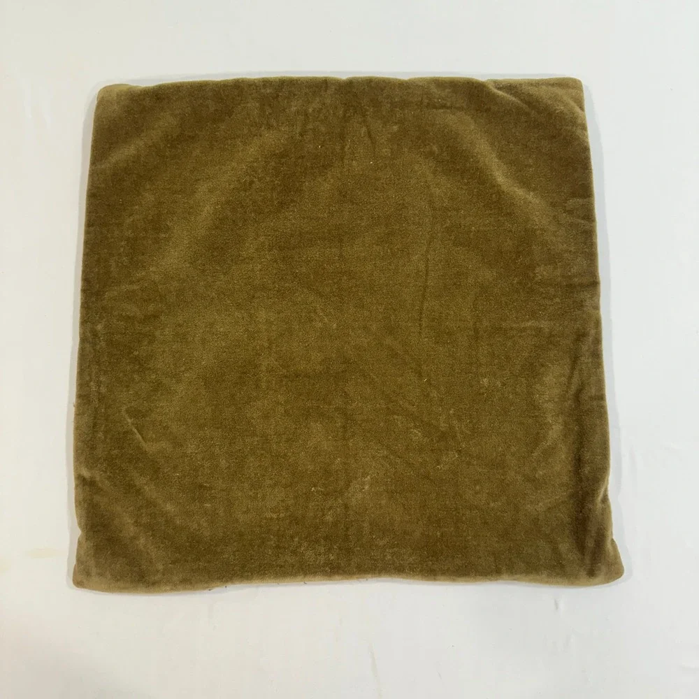 Pottery Barn Paisley Tapestry Pillow Cover 18x18 Wool Blend Olive Green Velvet